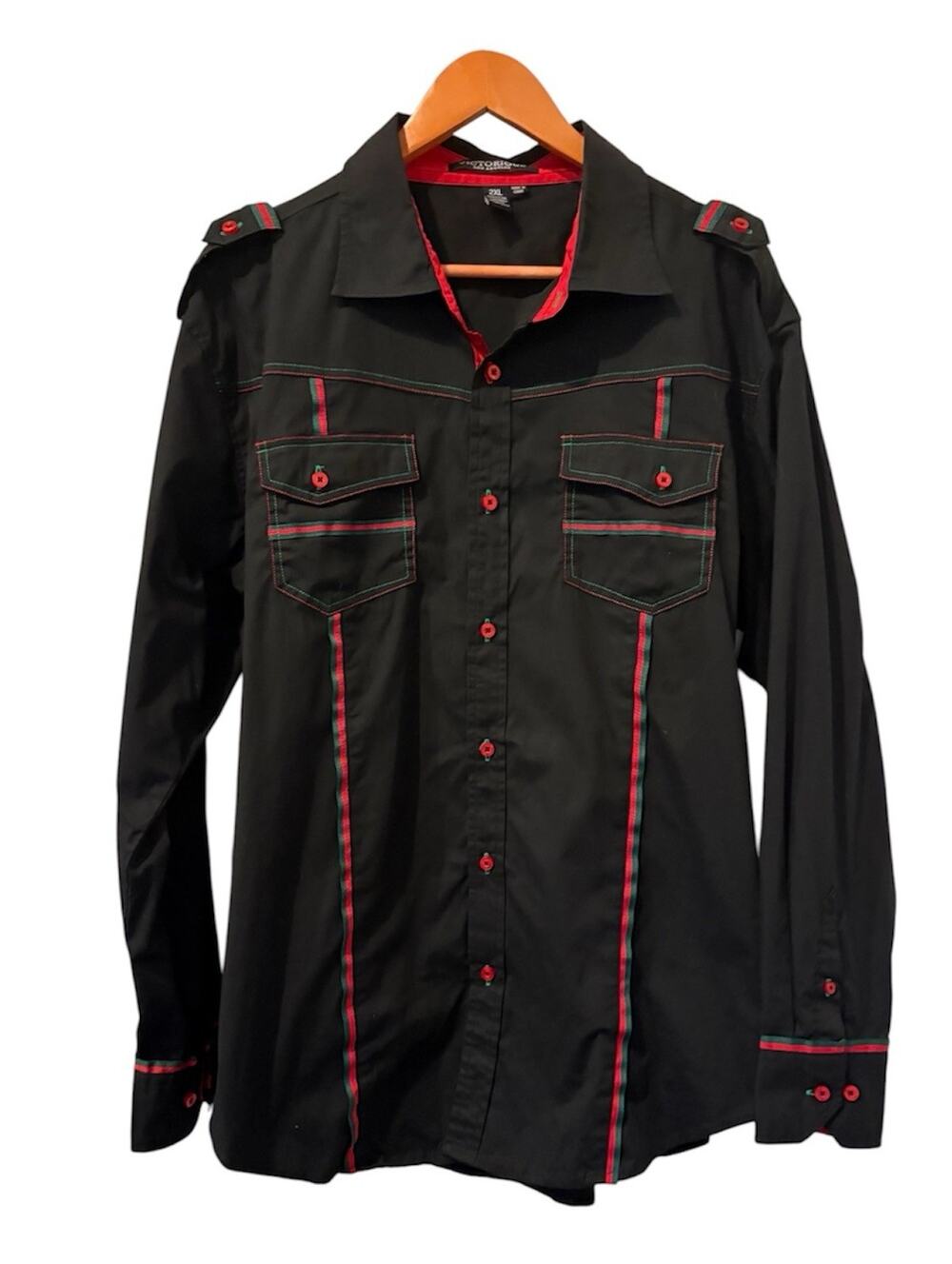 Victorious Los Angeles Men’s 2XL Black With Details Button-Up Shirt